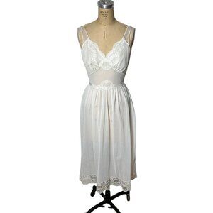 1950s white peignoir 2 pce set nightgown and robe by Rogers Size S